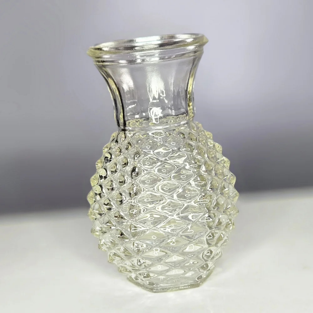 Vintage 1982 FTD Diamond Cut Pineapple Glass Vase